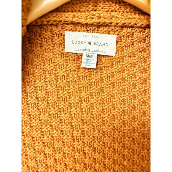 Lucky Brand Fair Isle Knit Open Cardigan Sweater Caramel/Black Women's Size M - Picture 3 of 6
